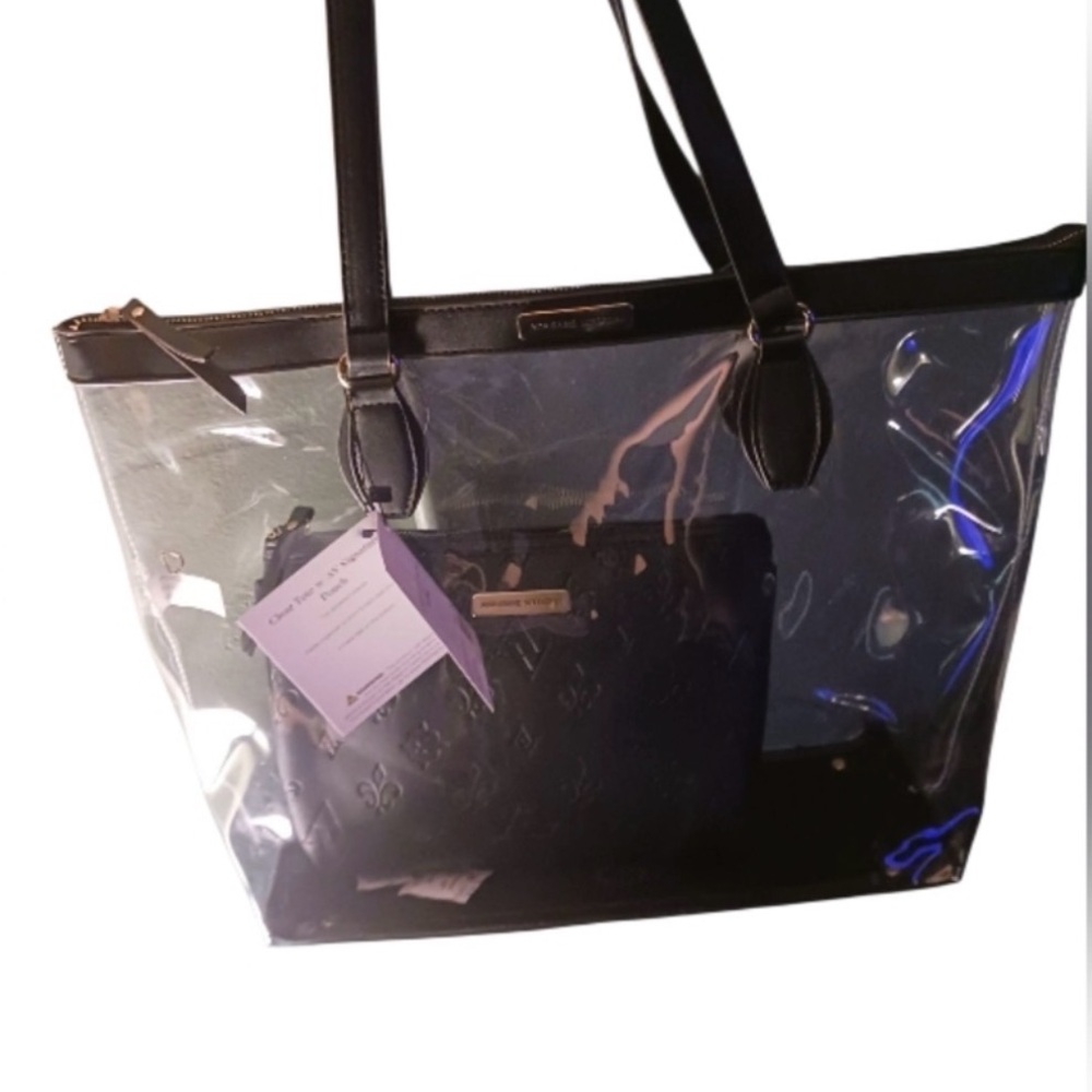 Adrienne Vittadini Black and Clear Tote Bag